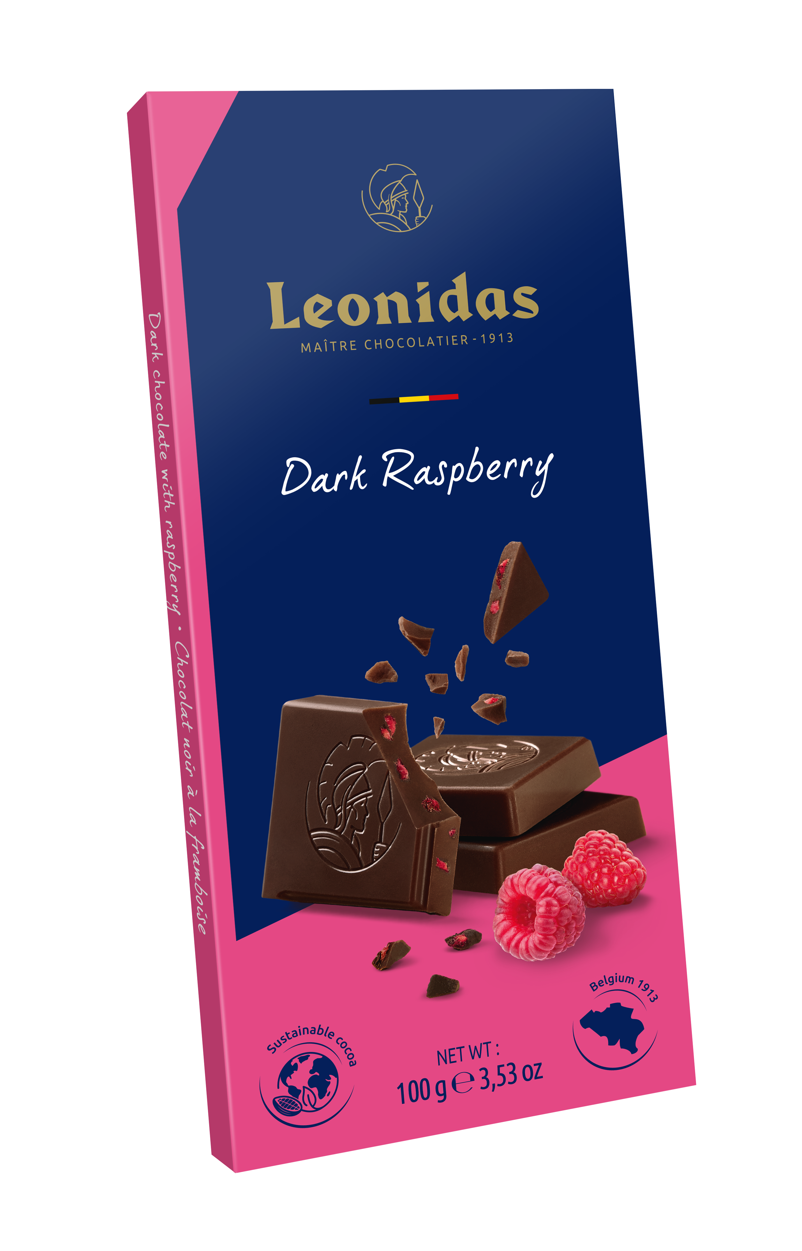 Tabletă de ciocolată neagră cu zmeură – Leonidas Store