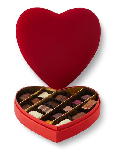 Cutie inimă de catifea S bomboane ciocolată